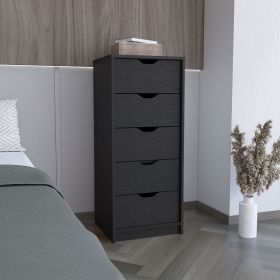Basilea 5 Drawers Tall Dresser, Pull Out System -Black