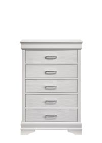 Modern 5 Drawers Chest made with Wood in White