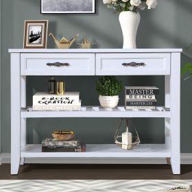 Console Sofa Table with 2 Storage Drawers and 2 Tiers Shelves