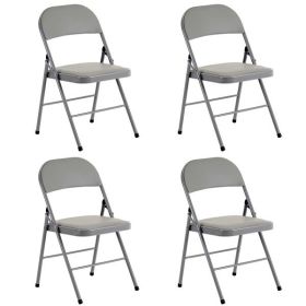 4pcs Elegant Foldable Iron & PVC Chairs for Convention & Exhibition Gray