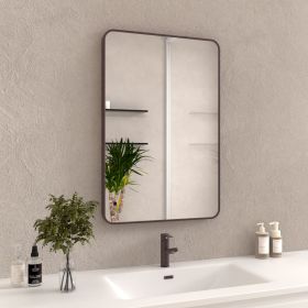24x36 In. Aluminum Framed Rounded Rectangle Bathroom Wall Mirror, Oil Rubbed Bronze Bathroom Vanity Mirror Farmhouse, Anti-Rust
