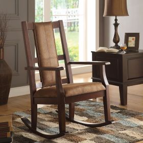 Brown and Espresso Rocking Chair with Padded Seat