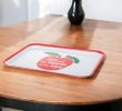 15" Red and White Rectangular Melamine Indoor Outdoor Serving Tray