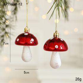 Christmas Decoration Plastic Hand-painted Electroplating Pendant Red Scene Layout (Option: Mushroom 2 Pack)