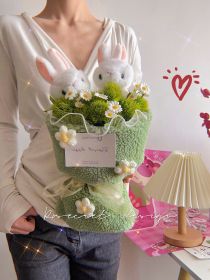 Rabbit Lamb Wheat Doll Bridal Bouquet (Option: Green Bunny)