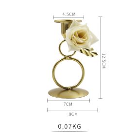 European Gold Romantic Ring Candlestick Party Wedding Table Candlestick Decoration Props (Option: A Fabric Flower)