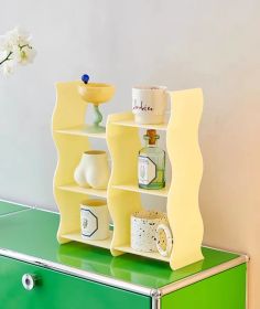 Wavy Acrylic Shelf Living Room Desktop Cup Storage Rack (Option: Cream)