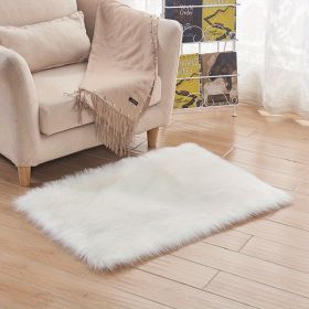 1pc, Wool Carpet Long Fur Carpet Indoor Living Room Floor Mat 23.62*35.43inch Acrylic 80% Polyester 20% Suede Fleece Bottom Long Fur Carpet (Color: White)