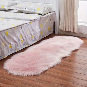 1pc, Wool Carpet Long Fur Carpet Indoor Bedroom Floor Mat 23.62*70.87inch Ripped Shape Acrylic 80% Polyester 20% Suede Fleece Bottom Long Fur Carpet (Color: Pink)