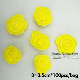 DIY Valentines Day Gifts Red Rose Bear Artificial foam Roses Flower Wedding Engagement Decoration little Bear Mold bear Teddy (Color: 100pcs 3.5cm yellow)