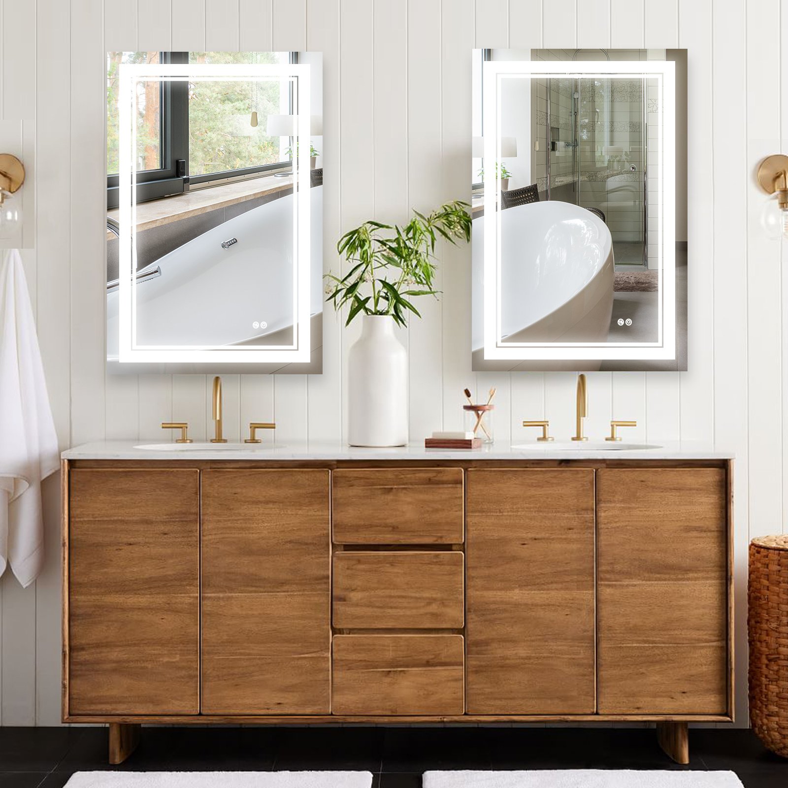7 Size LED Bathroom Mirror Wall Mounted Vanity Mirror Anti-Fog Mirror Dimmable Lights with Touch Switch(Horizontal/Vertical) 7 Size LED Bathroom Mirror Wall Mounted Vanity Mirror Anti-Fog Mirror Dimmable Lights with Touch Switch(Horizontal/Vertical)