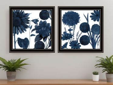 Set Of Two Sunflower Blues Print Wall Art (Framed: Black, Style: 1)