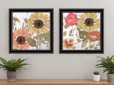 Set Of Two Earth to Petals Framed Print Wall Art (Framed: Black, Style: 1)