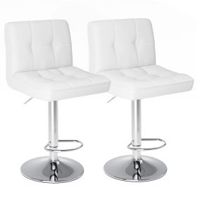 Square Cushion Bar Stool With Backrest (Option: White2Pack)