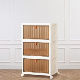 Stackable Plastic Storage Box With Lid (Option: White3 Tier)