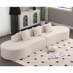 [NEW ARRIVED] [VIDEO PROVIDED] Modern curved combination sofa, terrycloth fabric sofa, minimalist sofa in living room, apartment, no assembly required (Color: as Pic)