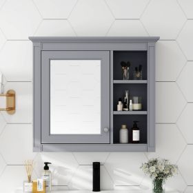 30'' x 28'' Medicine Cabinet, Wall Mounted Bathroom Storage Cabinet, Modern Bathroom Wall Cabinet with Mirror,Medicine Cabinet (Material: MDF+glass, Color: Grey)