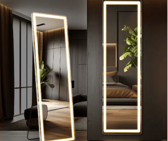 3 Color Lighting Mirror With LED Lights (Option: Right angles1660)