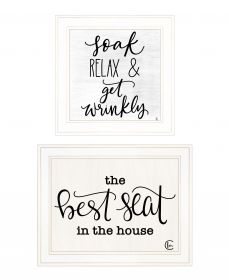 Set Of Two The Best Seat in the House Print Bathroom Wall Art (Framed: White, Style: 1)