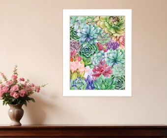 Succulents Paradise Print Wall Art (Framed: White, Style: 1)