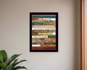 Our Family Rules Print Wall Art (Framed: Black, Style: 1)